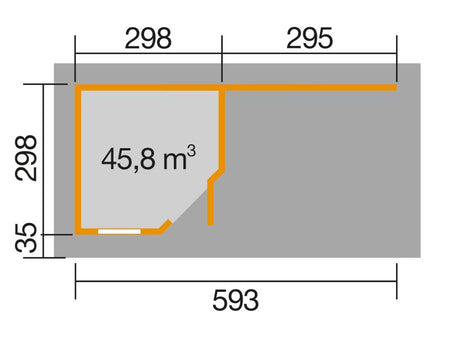 Weka Gartenhaus 213 Plus Gr 2 natur Anbau 300 cm