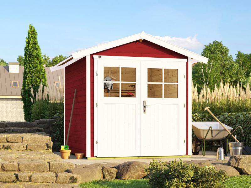 Weka Gartenhaus 224 Größe 1 mit Doppeltür schwedenrot