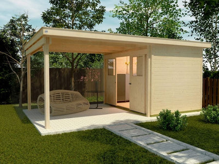 Weka Gartenhaus 225 Gr. 1 und Anbaudach 300 cm