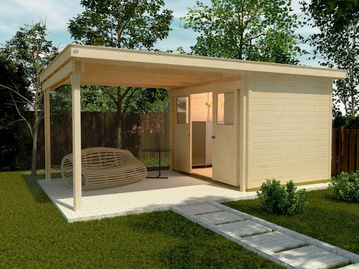 Weka Gartenhaus 225 Gr. 1 und Anbaudach 300 cm