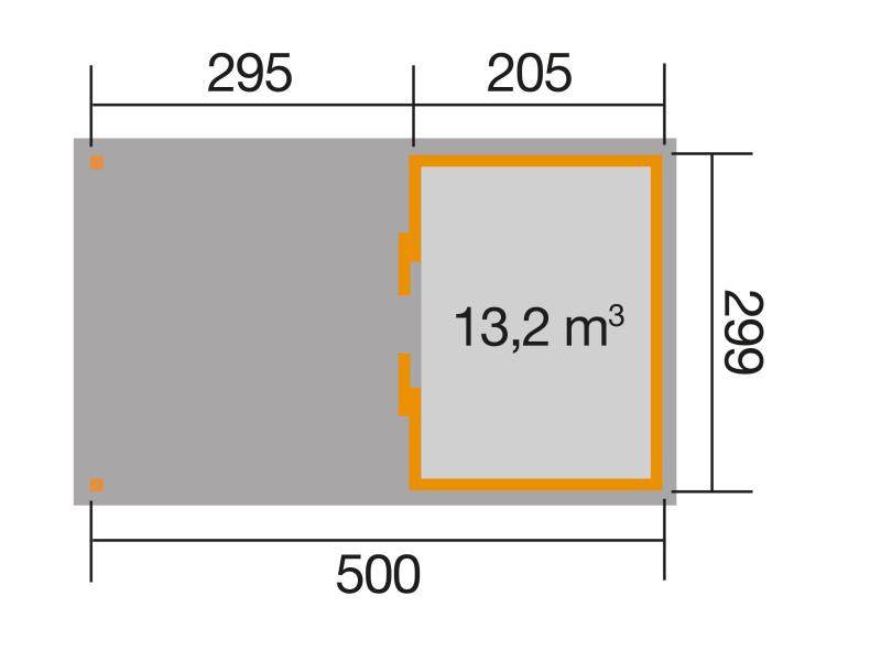 Weka Gartenhaus 225 Gr. 1 und Anbaudach 300 cm