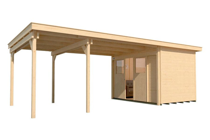Weka Gartenhaus 225 Gr. 1 und Anbaudach 445 cm