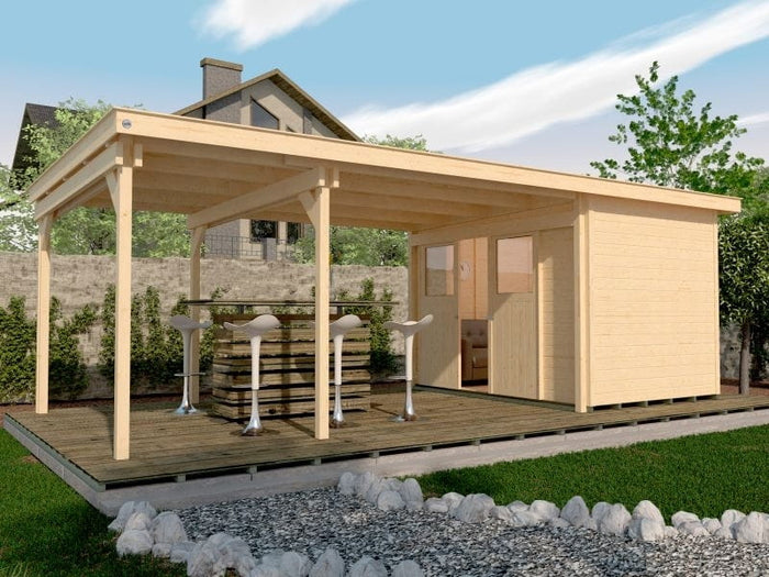 Weka Gartenhaus 225 Gr. 2 und Anbaudach 445 cm