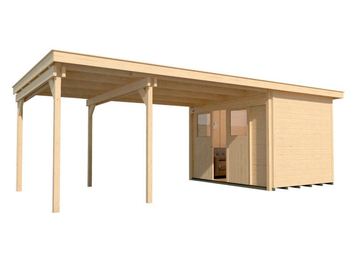 Weka Gartenhaus 225 Gr. 2 und Anbaudach 445 cm