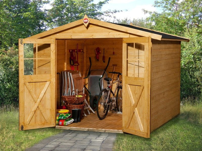 Weka Gartenhaus 316 Größe 3 mit Doppeltür Eiche hell