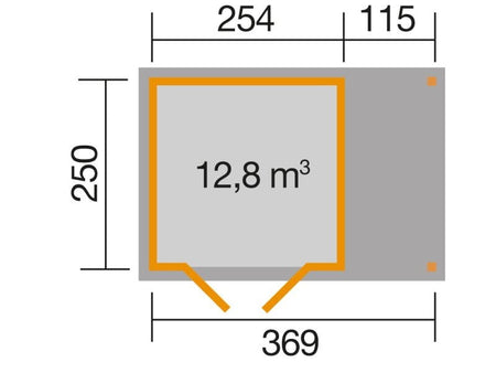 Weka Gartenhaus 321 Größe 3 mit Anbaudach 115 cm