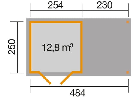 Weka Gartenhaus 321 Größe 3 mit Anbaudach 230 cm