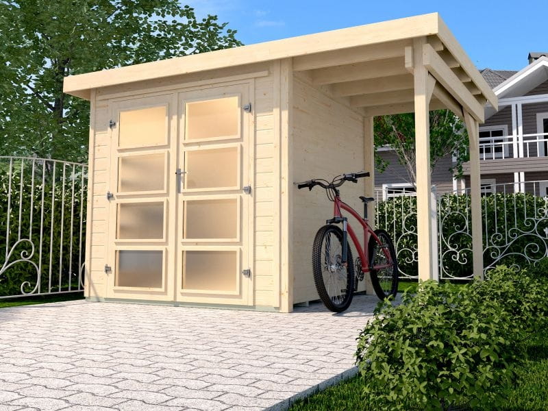 Weka Gartenhaus 321 Größe 5 mit Anbaudach 115 cm