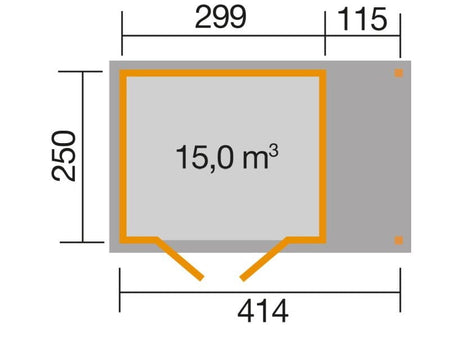 Weka Gartenhaus 321 Größe 5 mit Anbaudach 115 cm