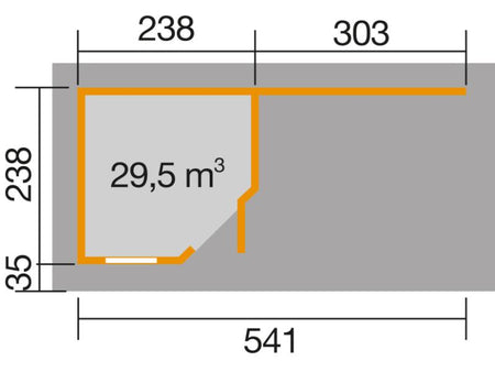 Weka Gartenhaus 5-Eck-Haus 213 Gr 1 grau Anbau 300 cm