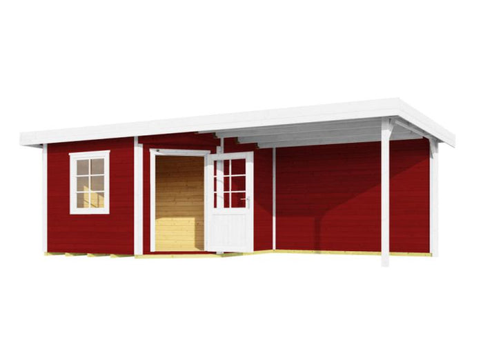 Weka Gartenhaus 5-Eck-Haus 213 Gr 1 schwedenrot Anbau 300 cm