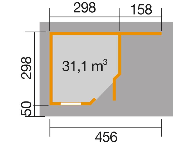 Weka Gartenhaus 5-Eck-Haus 213 Gr 2 grau Anbau 150 cm