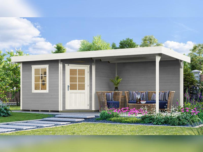 Weka Gartenhaus 5-Eck-Haus 213 Gr 2 grau Anbau 300 cm