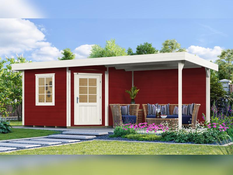 Weka Gartenhaus 5-Eck-Haus 213 Gr 2 schwedenrot Anbau 300 cm