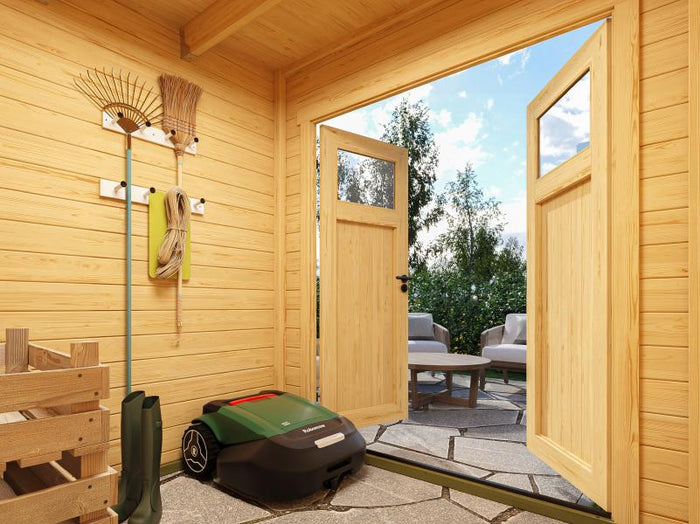 Weka Gartenhaus Batu 1, 28mm natur, inkl. moderner Rahmen-Doppeltür