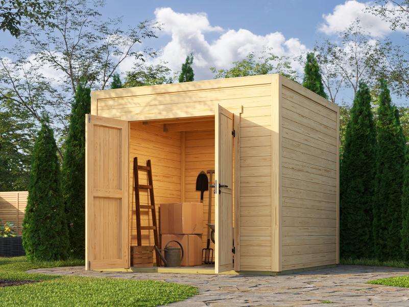 Weka Gartenhaus Batu 2, 28mm natur, inkl. Vollholz-Doppeltür