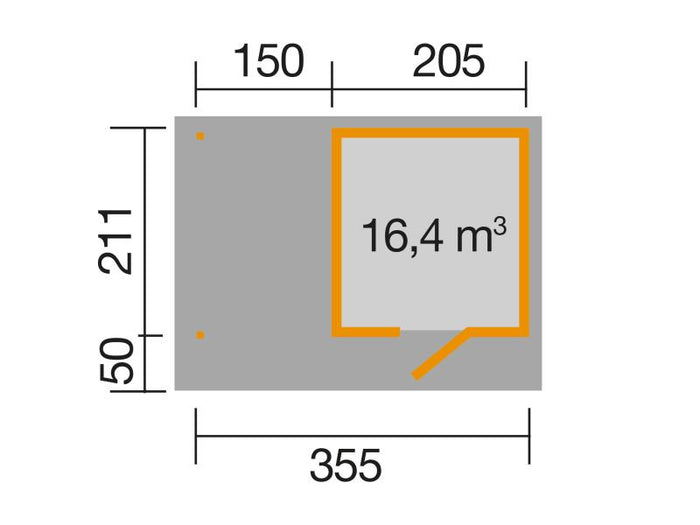 Weka Gartenhaus wekaLine 172 A Größe 1 anthrazit Anbau 150 cm