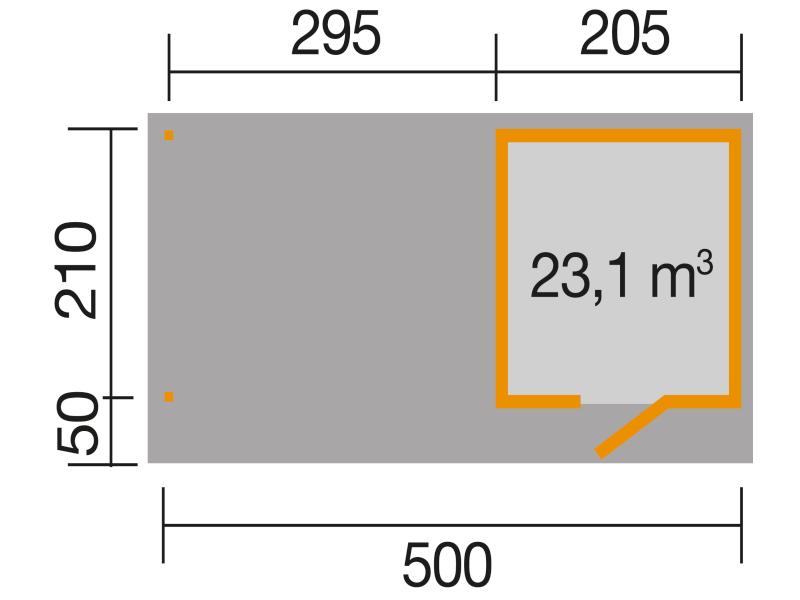 Weka Gartenhaus wekaLine 172 B Größe 1 anthrazit Anbau 300 cm