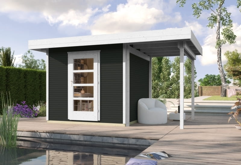 Weka Gartenhaus wekaLine 172 Größe 2 anthrazit Anbau 150 cm