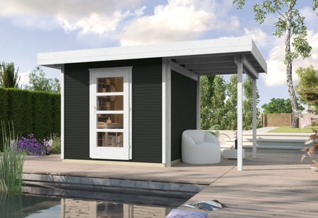 Weka Gartenhaus wekaLine 172 Größe 2 anthrazit Anbau 150 cm