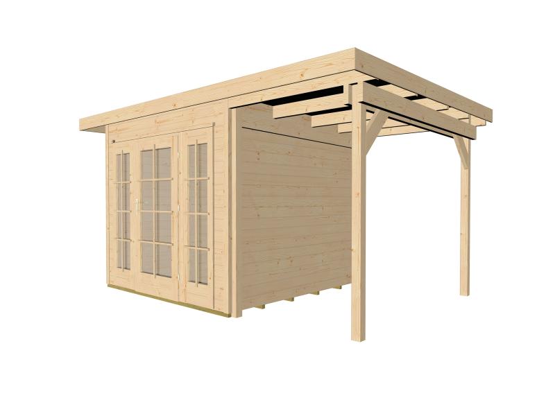 Weka Gartenhaus wekaLine 172 Größe 2 natur E-Glastür und 2 Fensterpaneele Anhang 300 cm
