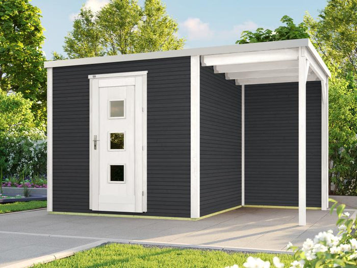Weka Gartenhaus wekaLine 413 A Gr 1 anthrazit mit Anbau 150 cm