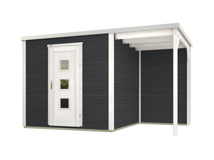 Weka Gartenhaus wekaLine 413 A Gr 1 anthrazit mit Anbau 150 cm