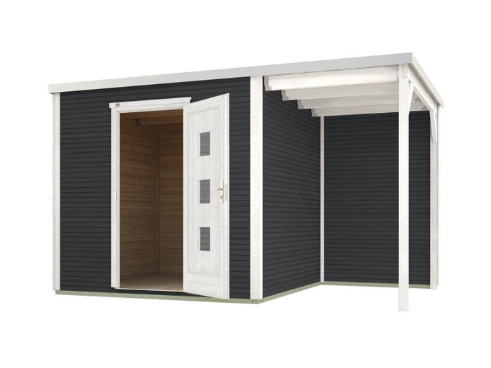 Weka Gartenhaus wekaLine 413 A Gr 1 anthrazit mit Anbau 150 cm
