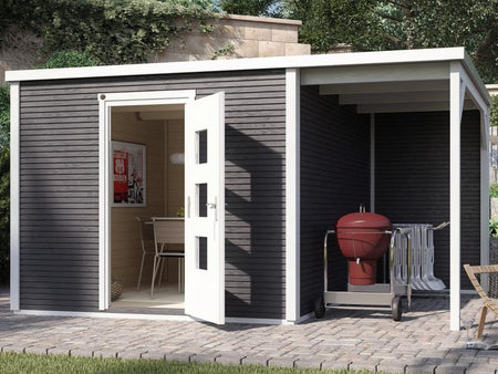 Weka Gartenhaus wekaLine 413 A Gr 2 anthrazit mit Anbau 150 cm