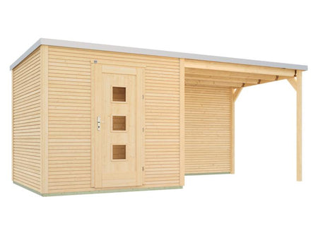 Weka Gartenhaus wekaLine 413 B Gr 2 natur mit Anbau 300 cm