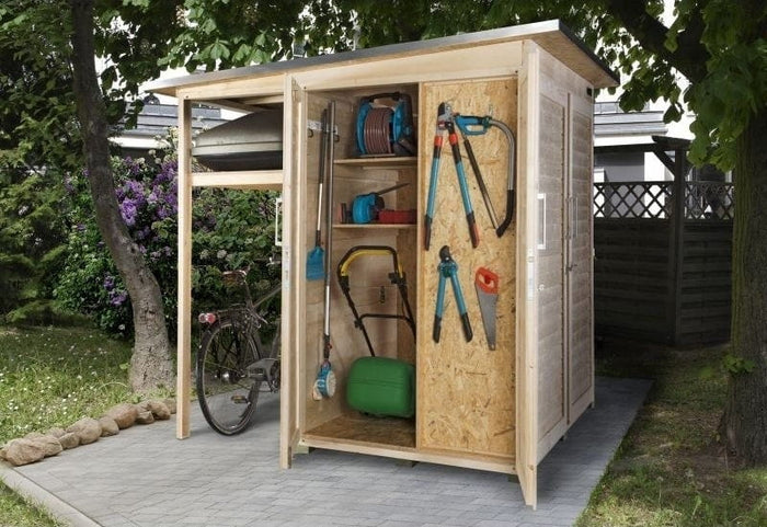 Weka Gartenschrank Geräteschrank Garten [Q] natur inkl. Unterstand