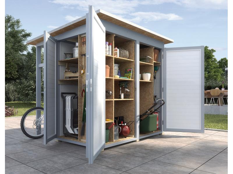 Weka Gartenschrank Geräteschrank Garten [Q] grau inkl. Unterstand