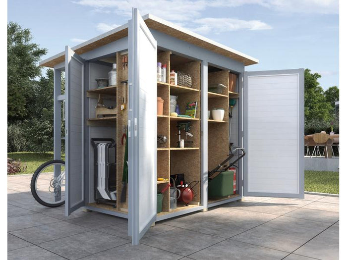 Weka Gartenschrank Geräteschrank Garten [Q] grau inkl. Unterstand