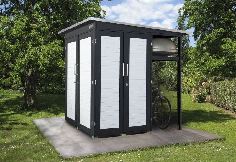 Weka Gartenschrank Geräteschrank Garten [Q] anthrazit inkl. Unterstand