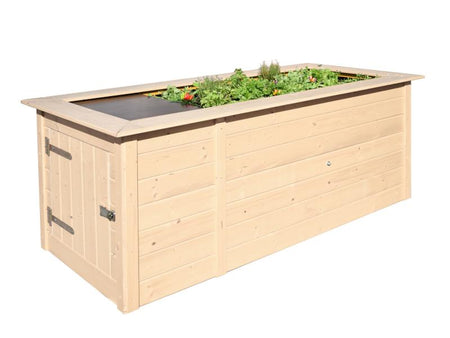 Weka Hochbeet 669 mit Ablagefläche und Abstellraum 205 x 79 cm natur