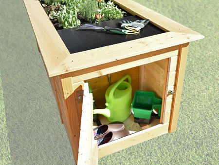 Weka Hochbeet 669 mit Ablagefläche und Abstellraum 205 x 79 cm natur