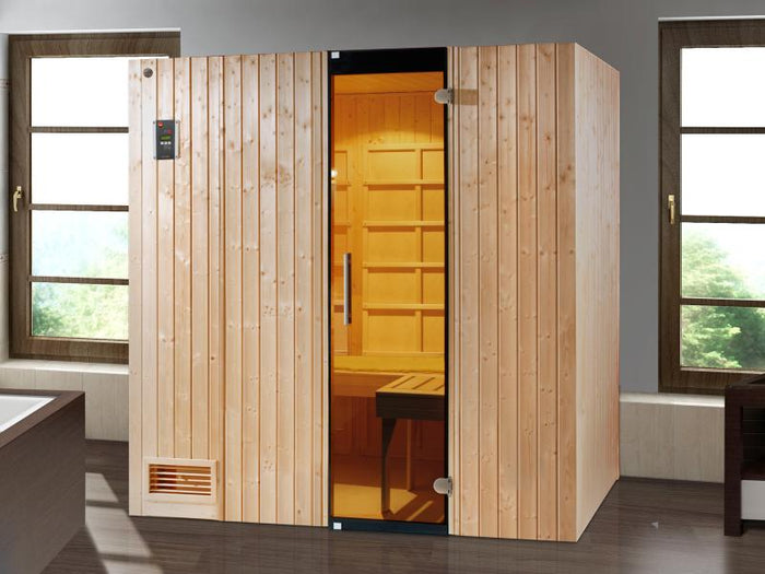 Weka Infrarot-Sauna-Kombikabine Uppsala mit Flächenstrahlern und Saunaofen 3,6 kW