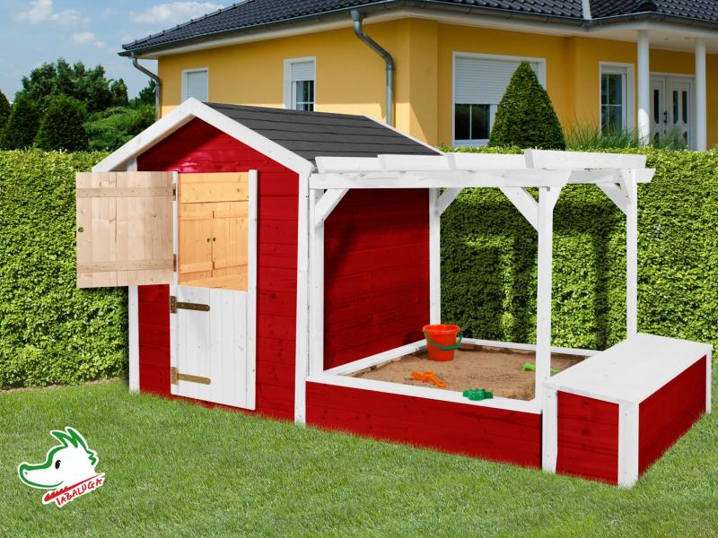 Weka Kinderspielhaus / Kinderspielplatz 818 rot / weiss