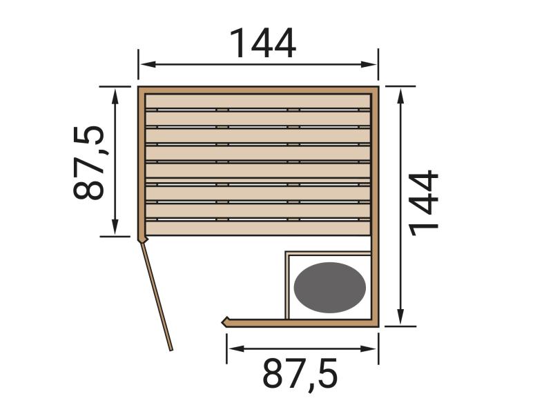 Weka Massivholz-Elementsauna Laukkala 1 GT, inkl. 3,6 kW Ofen Kompakt integr. Steuerung, mit  Sauna-