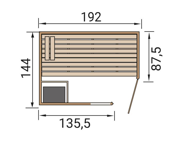 Weka Massivholz-Elementsauna Laukkala 2 GTF, inkl. 4,5 kW Ofen digitale Steuerung (OS), mit Saunaleu