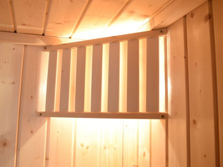 Weka Massivholz-Elementsauna Laukkala 3 GTF inkl. 7,5 kW Bioofen digitale Steuerung, mit Saunaleucht