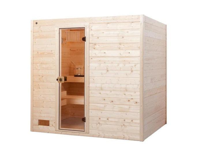Weka Massivholz-Sauna VALIDA Gr. 4 Sparset 9 kW K inkl. integrierter Steuerung, Glastür