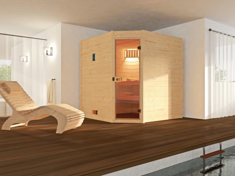 Weka Massivholzsauna 38 mm Valida Eck 1.8 GT