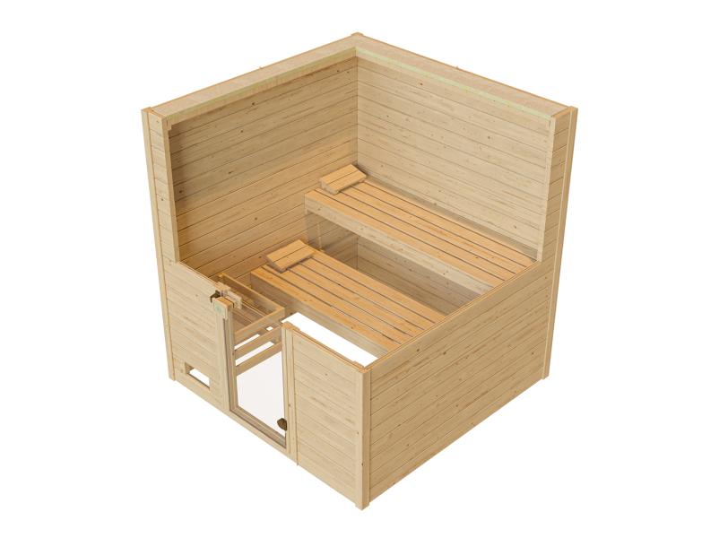 Weka Massivholzsauna Valida 3 GT, inkl. 5,4 kW Ofen Kompakt integr. Steuerng, Ganzglastür