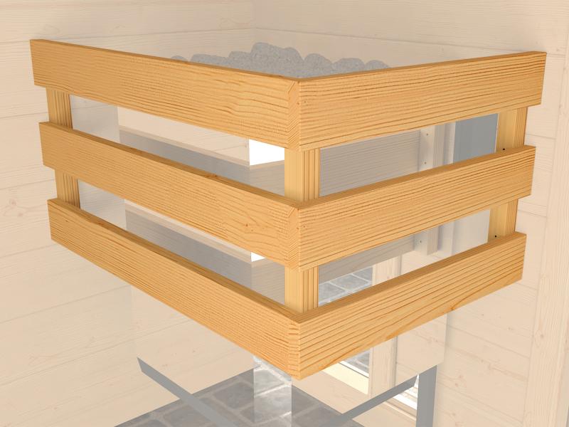 Weka Massivholzsauna Valida 3 GTF, inkl. 7,5 kW Ofen digitale Steuerng (OS), Ganzglastür und Fenster