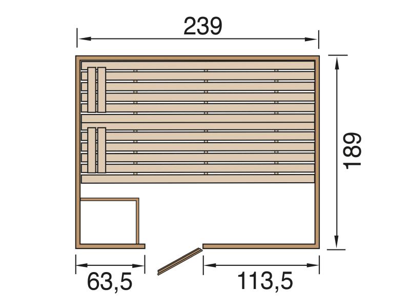 Weka Massivholzsauna Valida 4 GT, inkl. 7,5 kW Ofen digitale Steuerng (OS), Ganzglastür