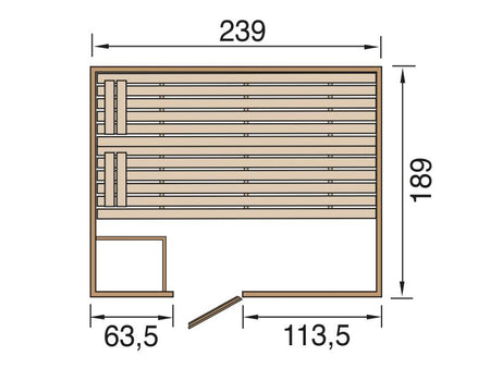 Weka Massivholzsauna Valida 4 GT, inkl. 7,5 kW Bioofen digitale Steuerng (BioS), Ganzglastür