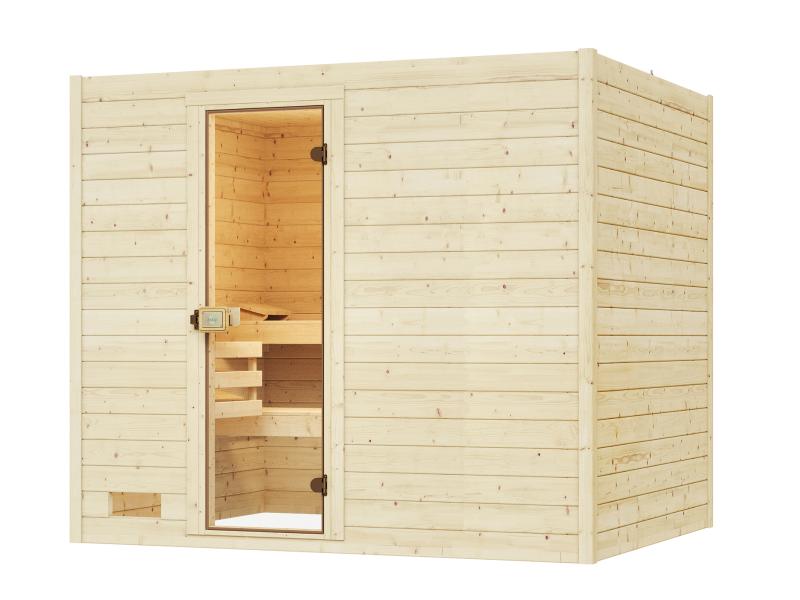 Weka Massivholzsauna Valida 4 GT, inkl. 7,5 kW Bioofen digitale Steuerng (BioS), Ganzglastür
