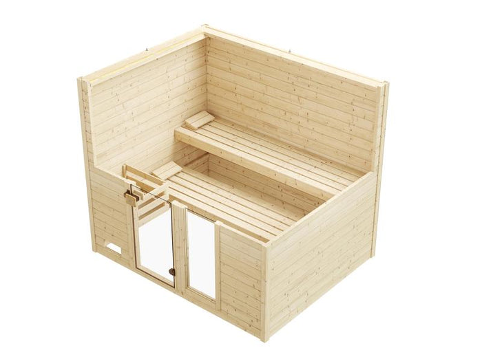 Weka Massivholzsauna Valida 4 GTF, inkl. 7,5 kW Ofen digitale Steuerng (OS), Ganzglastür und Fenster