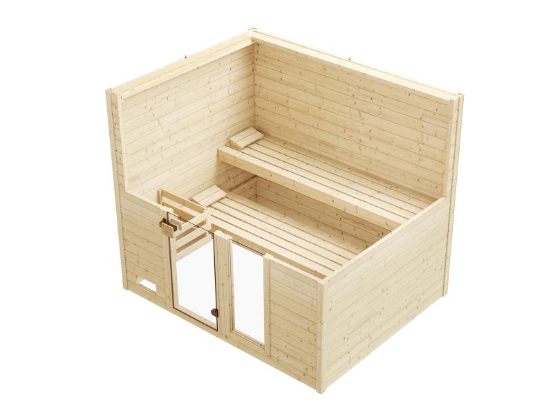 Weka Massivholzsauna Valida 4 GTF, inkl. 7,5 kW Bioofen digitale Steuerng (BioS), Ganzglastür und Fe